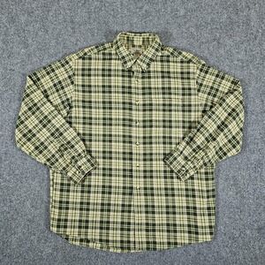 L.L Bean Soft Cotton Flannel Button Down Plaid Shirt Green Men's‎ Size XL Preppy
